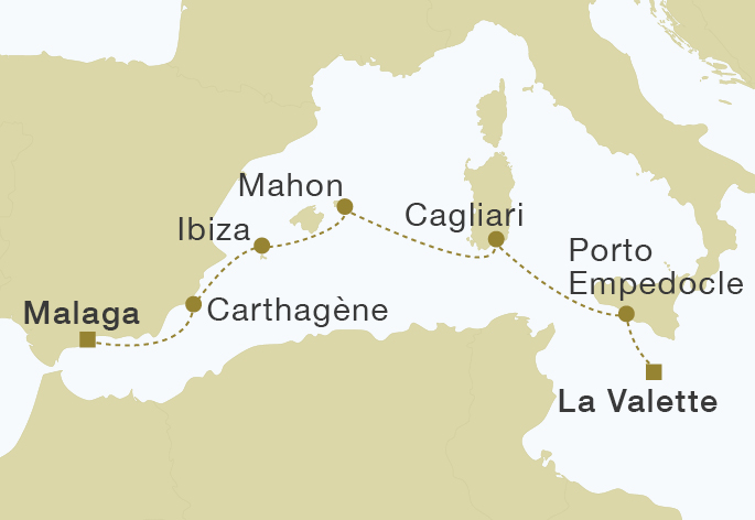 carte Malte, Baléares & Espagne, 10 jours