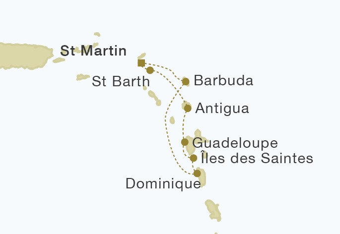 carte Îles sous le Vent (St. Barts Bucket Regatta), 8 jours