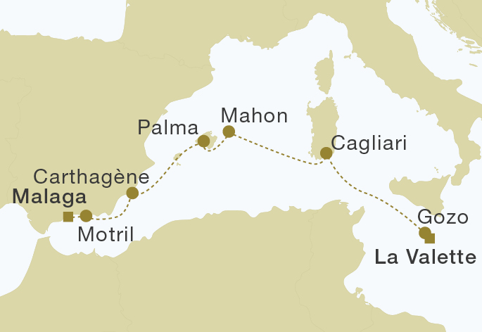 carte Malte, Baléares & Espagne, 11 jours